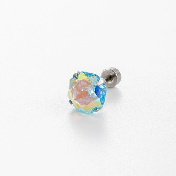 Wholesale Women's Geometric Octagonal Rose Cut Zircon Earrings Titanium Steel Metal