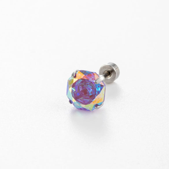 Wholesale Women's Geometric Octagonal Rose Cut Zircon Earrings Titanium Steel Metal