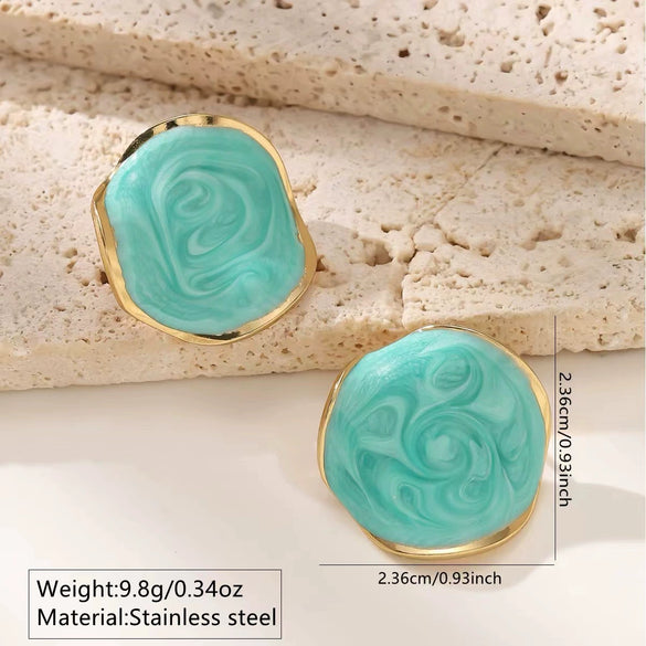 Wholesale Women's Geometric Oildripping Stainless Steel Earrings