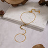 Wholesale Women's Geometric Olive Green Zircon Stainless Steel Real Gold Plated Chain Bracelet