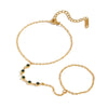 Wholesale Women's Geometric Olive Green Zircon Stainless Steel Real Gold Plated Chain Bracelet