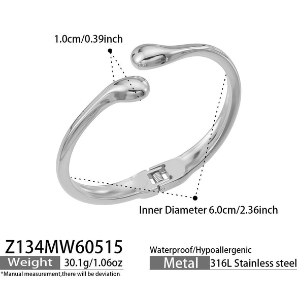 Wholesale Women's Geometric Open Bracelet Stainless Steel 18K Gold Plated Wrist Accessory Bangle