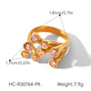 Wholesale Women's Geometric Open Diamondstudded Stainless Steel Electroplated Ring