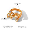 Wholesale Women's Geometric Open Diamondstudded Stainless Steel Electroplated Ring