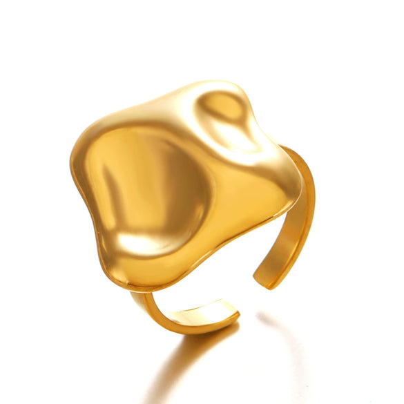 Wholesale Women's Geometric Open Ring In Titanium Steel And Resin With Hammer Pattern And Electroplating