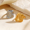 Wholesale Women's Geometric Open Ring In Titanium Steel And Resin With Hammer Pattern And Electroplating