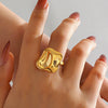 Wholesale Women's Geometric Open Ring In Titanium Steel And Resin With Hammer Pattern And Electroplating