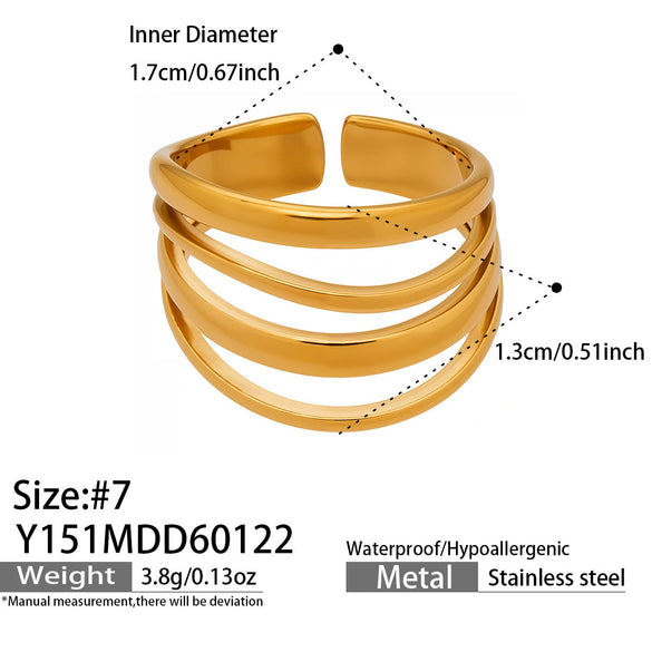 Wholesale Women's Geometric Open Ring Stainless Steel Gold Electroplated Accessories