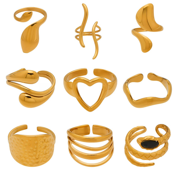 Wholesale Women's Geometric Open Ring Stainless Steel Gold Electroplated Accessories