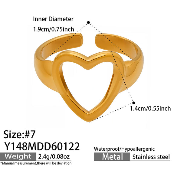 Wholesale Women's Geometric Open Ring Stainless Steel Gold Electroplated Accessories