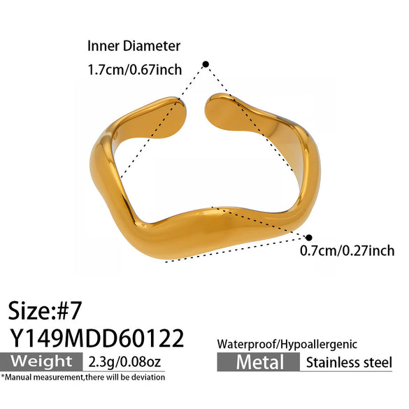 Wholesale Women's Geometric Open Ring Stainless Steel Gold Electroplated Accessories