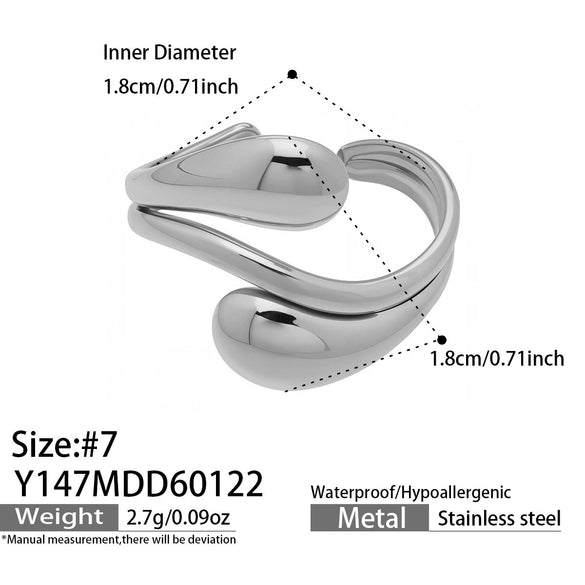 Wholesale Women's Geometric Open Ring Stainless Steel Gold Electroplated Accessories