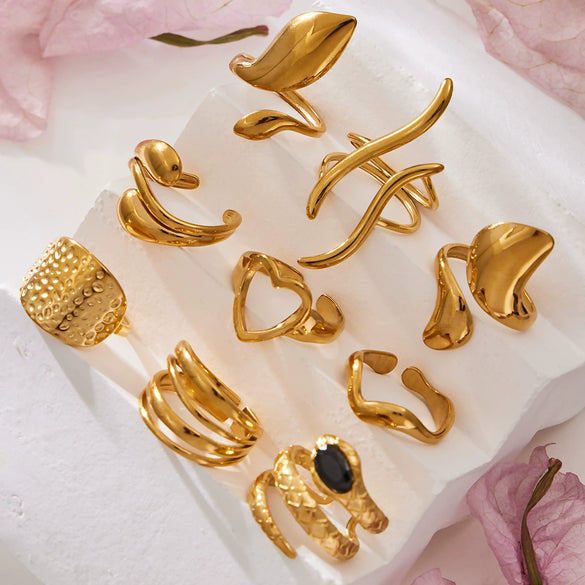 Wholesale Women's Geometric Open Ring Stainless Steel Gold Electroplated Accessories