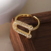 Wholesale Women's Geometric Opening Ring Copper Electroplated With Zircon