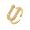 Wholesale Women's Geometric Opening Ring Copper Electroplated With Zircon
