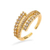 Wholesale Women's Geometric Opening Ring Copper Real Gold Electroplated Microinlay Zircon Light Luxury Style