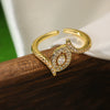 Wholesale Women's Geometric Opening Ring Copper Real Gold Electroplated Microinlay Zircon Light Luxury Style