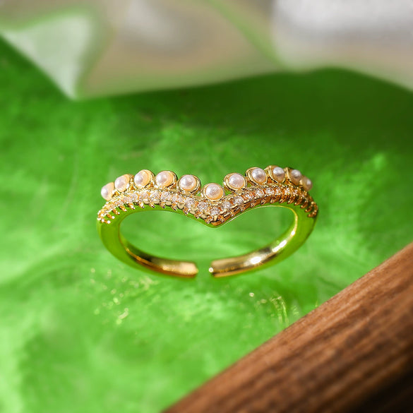 Wholesale Women's Geometric Opening Ring Copper Real Gold Electroplated Microinlay Zircon Light Luxury Style
