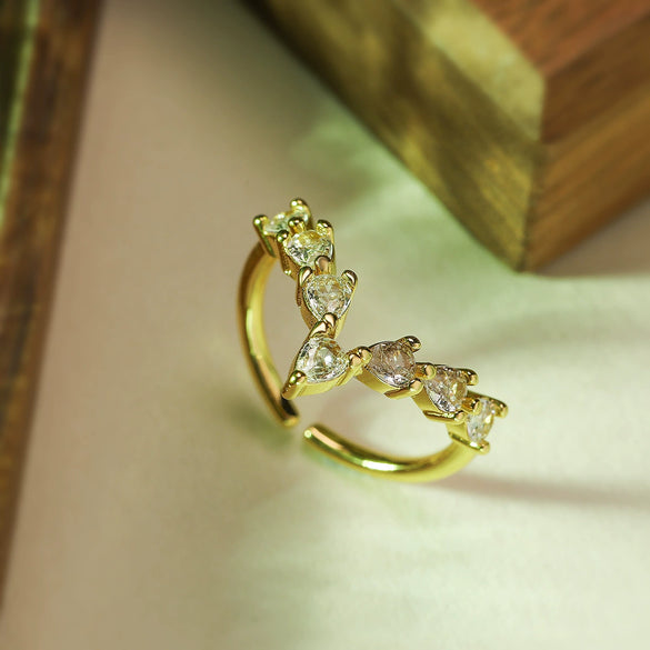 Wholesale Women's Geometric Opening Ring Copper Real Gold Electroplated Microinlay Zircon Light Luxury Style