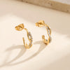 Wholesale Women's Geometric Original Design 304 Stainless Steel Zirconstudded Electroplated Earrings With 925 Silver Ear Needles