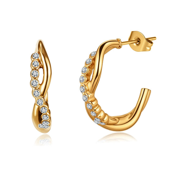 Wholesale Women's Geometric Original Design 304 Stainless Steel Zirconstudded Electroplated Earrings With 925 Silver Ear Needles