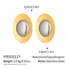Wholesale Women's Geometric Oval Colorblocked Ingot Handpolished Highend Titanium Steel And Stainless Steel Vacuum Real Gold Plated Earrings Jewelry Accessories