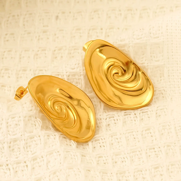 Wholesale Women's Geometric Oval Electroplated Titanium Steel And Stainless Steel Earrings