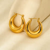 Wholesale Women's Geometric Oval Hollow 18K Gold Plated Stainless Steel Earrings