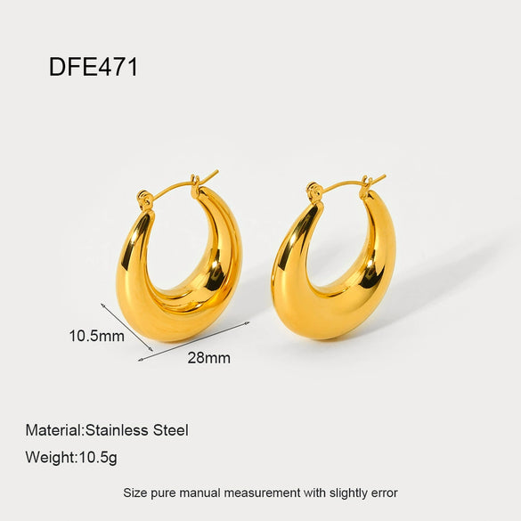 Wholesale Women's Geometric Oval Hollow 18K Gold Plated Stainless Steel Earrings