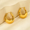 Wholesale Women's Geometric Oval Hollow 18K Gold Plated Stainless Steel Earrings