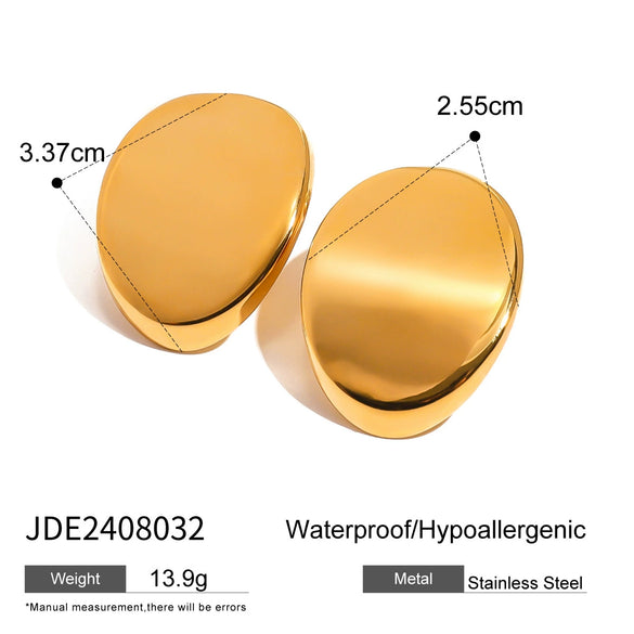 Wholesale Women's Geometric Oval Stainless Steel Electroplated Earrings