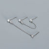 Wholesale Women's Geometric Overlapped Earrings S925 Silver Imitation Pearl Diamond Tassel Electroplated