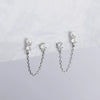 Wholesale Women's Geometric Overlapped Earrings S925 Silver Imitation Pearl Diamond Tassel Electroplated