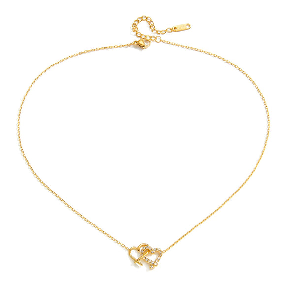 Wholesale Women's Geometric Pattern Electroplated Stainless Steel Interlocking Heart Necklace Jewelry