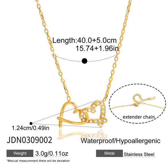 Wholesale Women's Geometric Pattern Electroplated Stainless Steel Interlocking Heart Necklace Jewelry