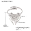 Wholesale Women's Geometric Pattern Heart Ring Stainless Steel Zircon Goldplated