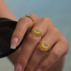 Wholesale Women's Geometric Pattern Heart Ring Stainless Steel Zircon Goldplated