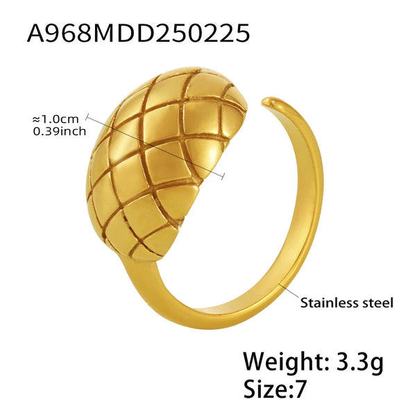 Wholesale Women's Geometric Pattern Open Stainless Steel Ring 18K Gold Plated