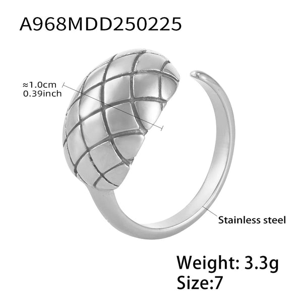 Wholesale Women's Geometric Pattern Open Stainless Steel Ring 18K Gold Plated