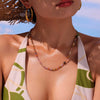Wholesale Women's Geometric Pattern Stainless Steel Tiger's Eye Stone Shell Zircon Beaded Necklace With Electroplating