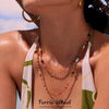 Wholesale Women's Geometric Pattern Stainless Steel Tiger's Eye Stone Shell Zircon Beaded Necklace With Electroplating