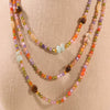 Wholesale Women's Geometric Pattern Stainless Steel Tiger's Eye Stone Shell Zircon Beaded Necklace With Electroplating