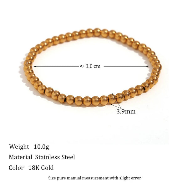 Wholesale Women's Geometric Pattern Stainless Steel Vacuum Plated Elastic Bead Cuban Chain Bracelet