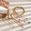 Wholesale Women's Geometric Pattern Stainless Steel Vacuum Plated Elastic Bead Cuban Chain Bracelet