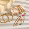 Wholesale Women's Geometric Pattern Stainless Steel Vacuum Plated Elastic Bead Cuban Chain Bracelet