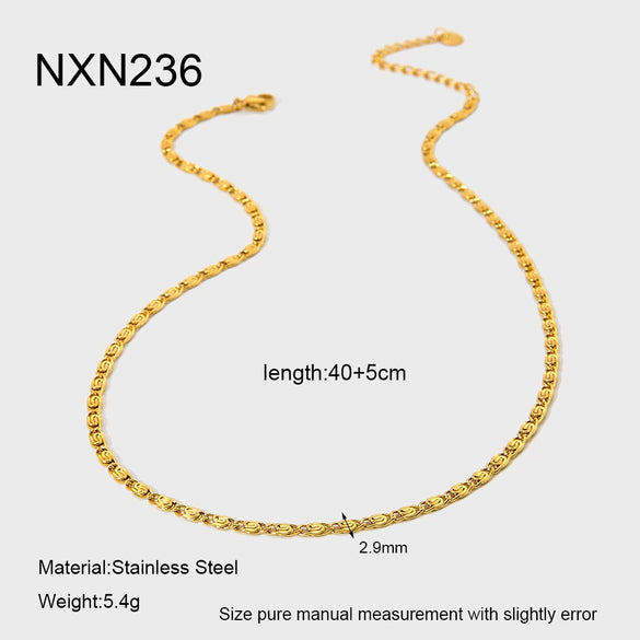Wholesale Women's Geometric Patterned Stainless Steel Gold Plated Bracelet And Necklace Jewelry