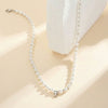 Wholesale Women's Geometric Pearl Choker Necklace With Electroplated Calendering Chain