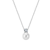 Wholesale Women's Geometric Pearl Diamondencrusted Pendant Electroplated Calendering Chain Necklace