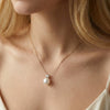 Wholesale Women's Geometric Pearl Diamondencrusted Pendant Electroplated Calendering Chain Necklace