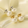 Wholesale Women's Geometric Pearl Earrings Stainless Steel 18K Gold Plated With Geometric Design